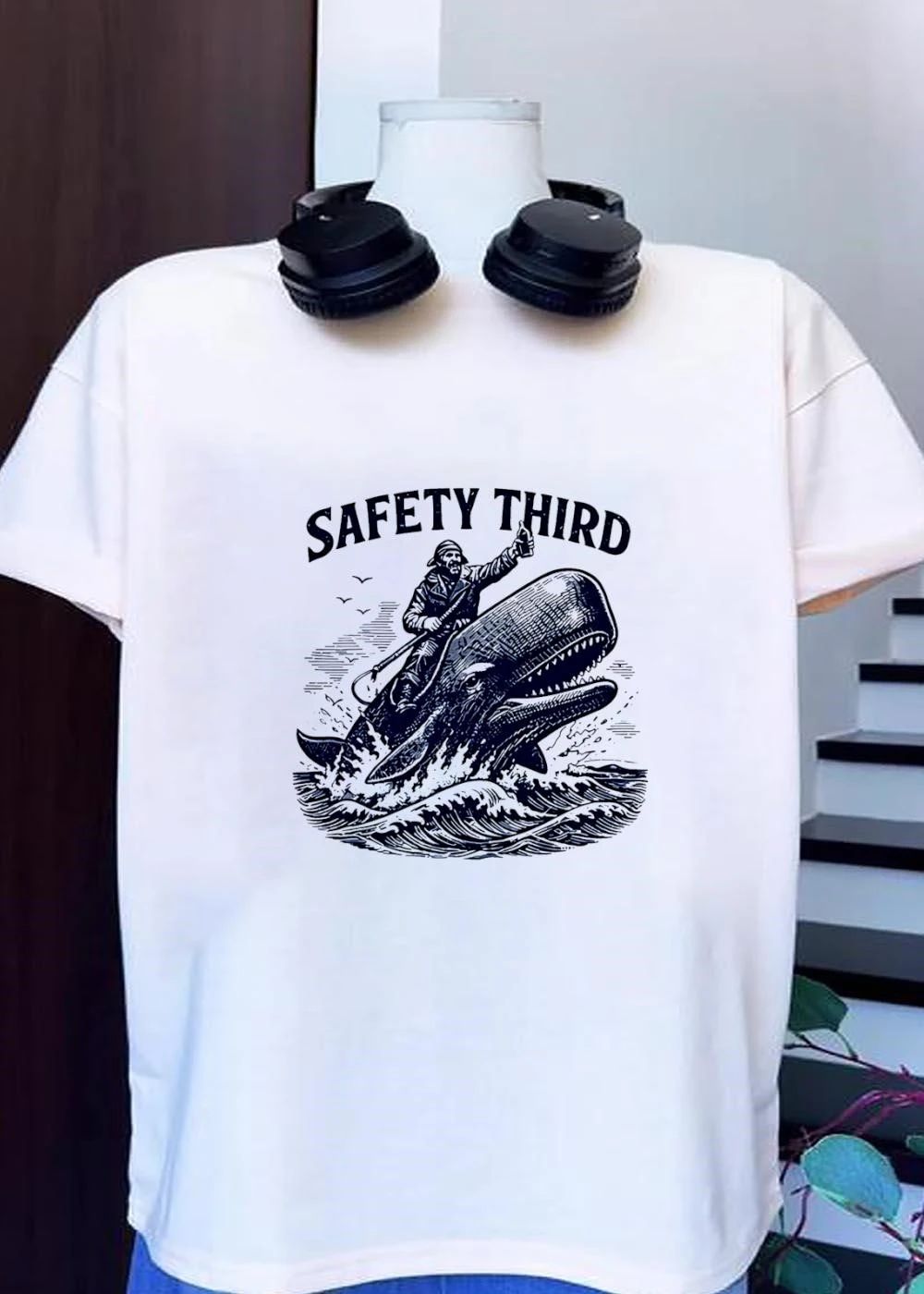 Safety Third’ Sailor Riding a Whale shirt