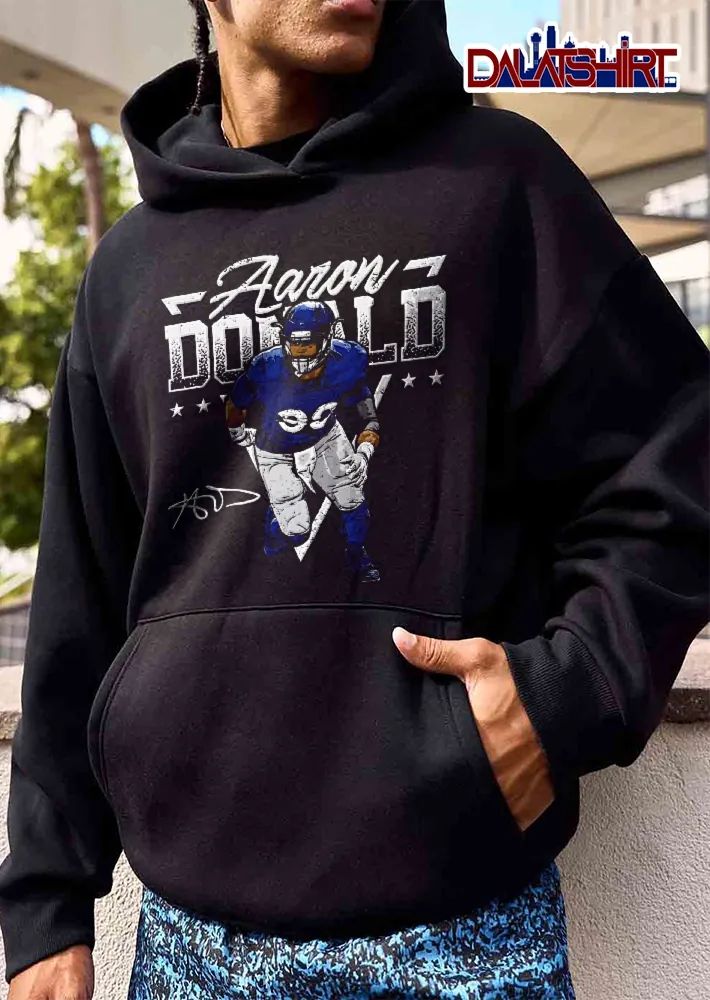 Aaron Donald Player Photo Halftone Distressed Text Stars Signature shirt