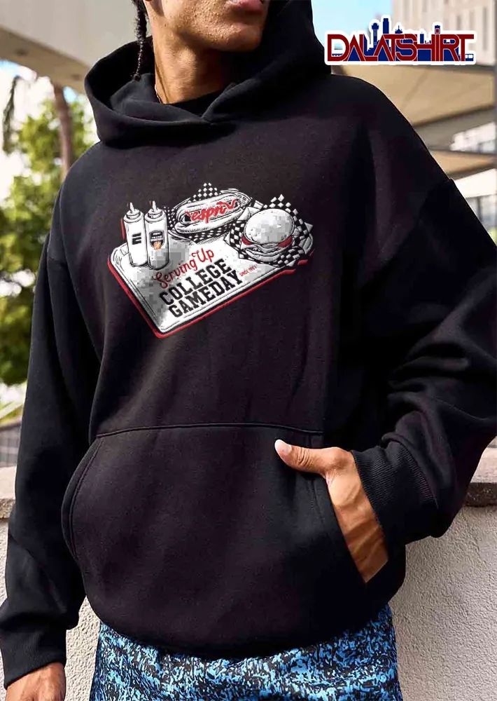 Espn NCAA Serving Up College Gameday Since 1987 Food Tray Hot Dog Burger Sketch shirt