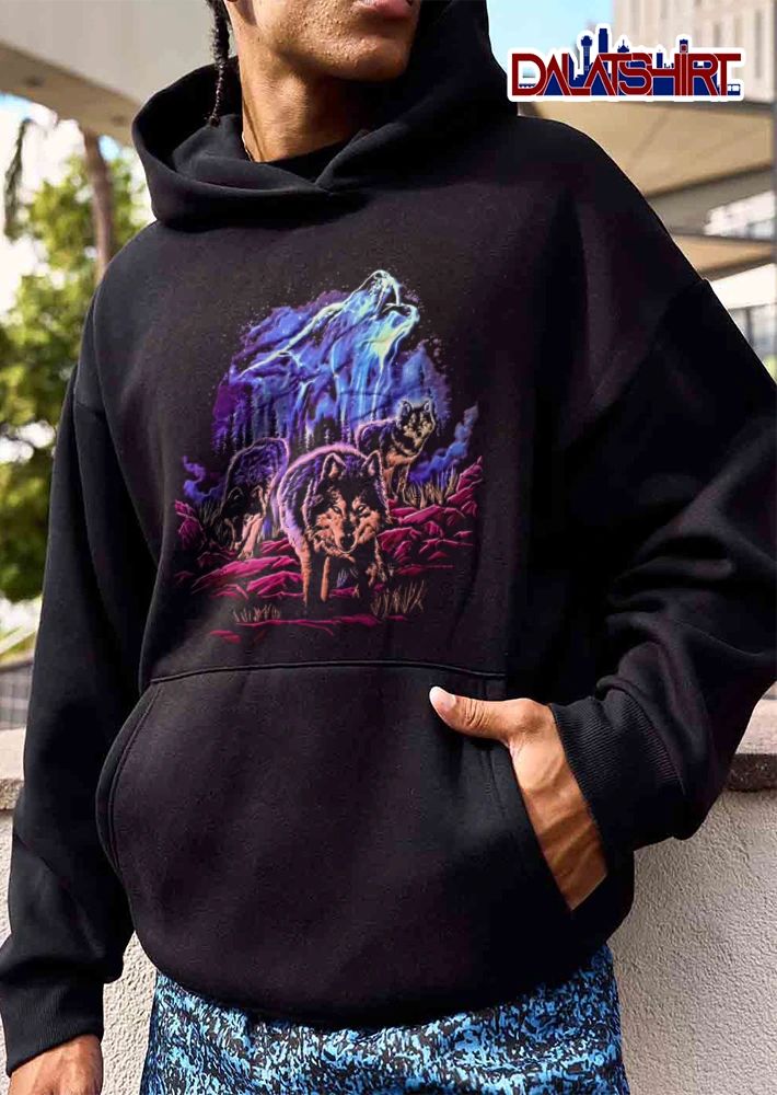 Odm San Diego 2000 Three Wolves Howling Celestial Northern Lights shirt