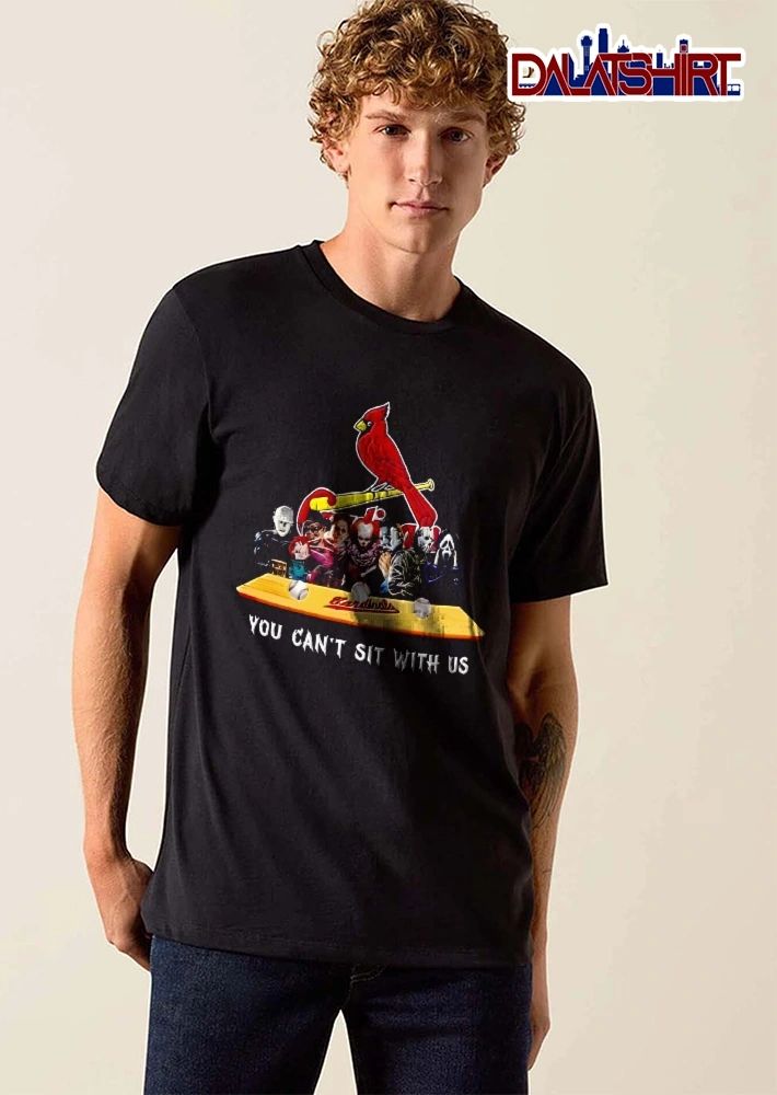 St Louis Cardinals MLB You Cant Sit With US Horror Movie Villains Wooden Bench Baseballs shirt