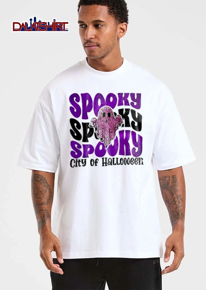 Spooky City Of Halloween Pink Glitter Ghost Groovy shirt