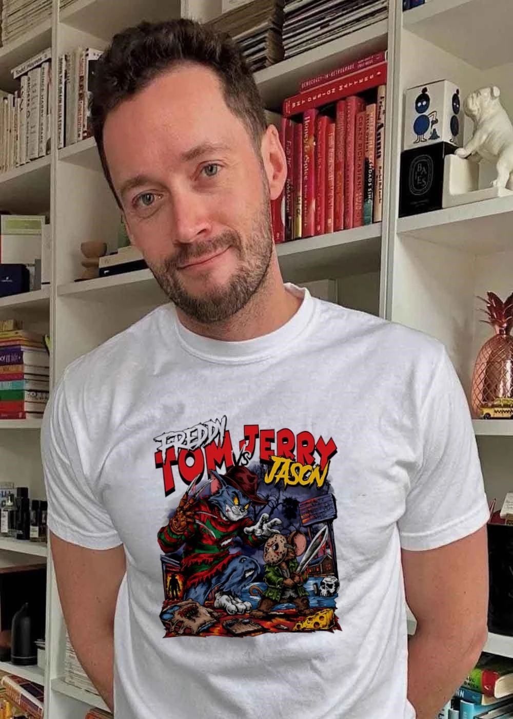 Horror Mashup Tom vs Jerry Freddy vs Jason Graphic T-Shirt