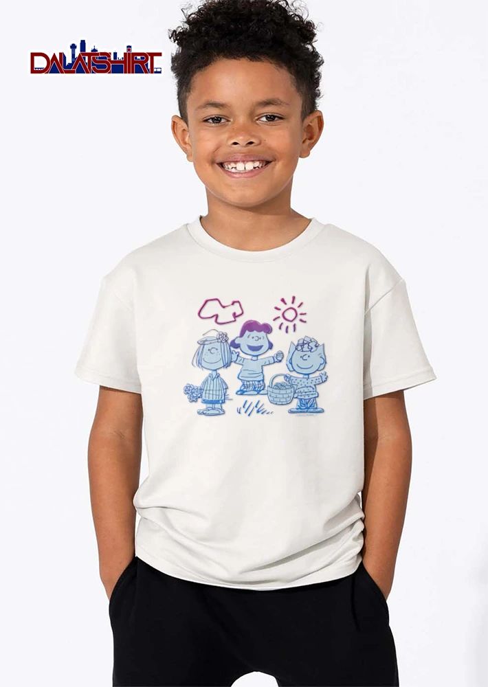 Peanuts Worldwide Line Art Cartoon Characters Easter Basket shirt