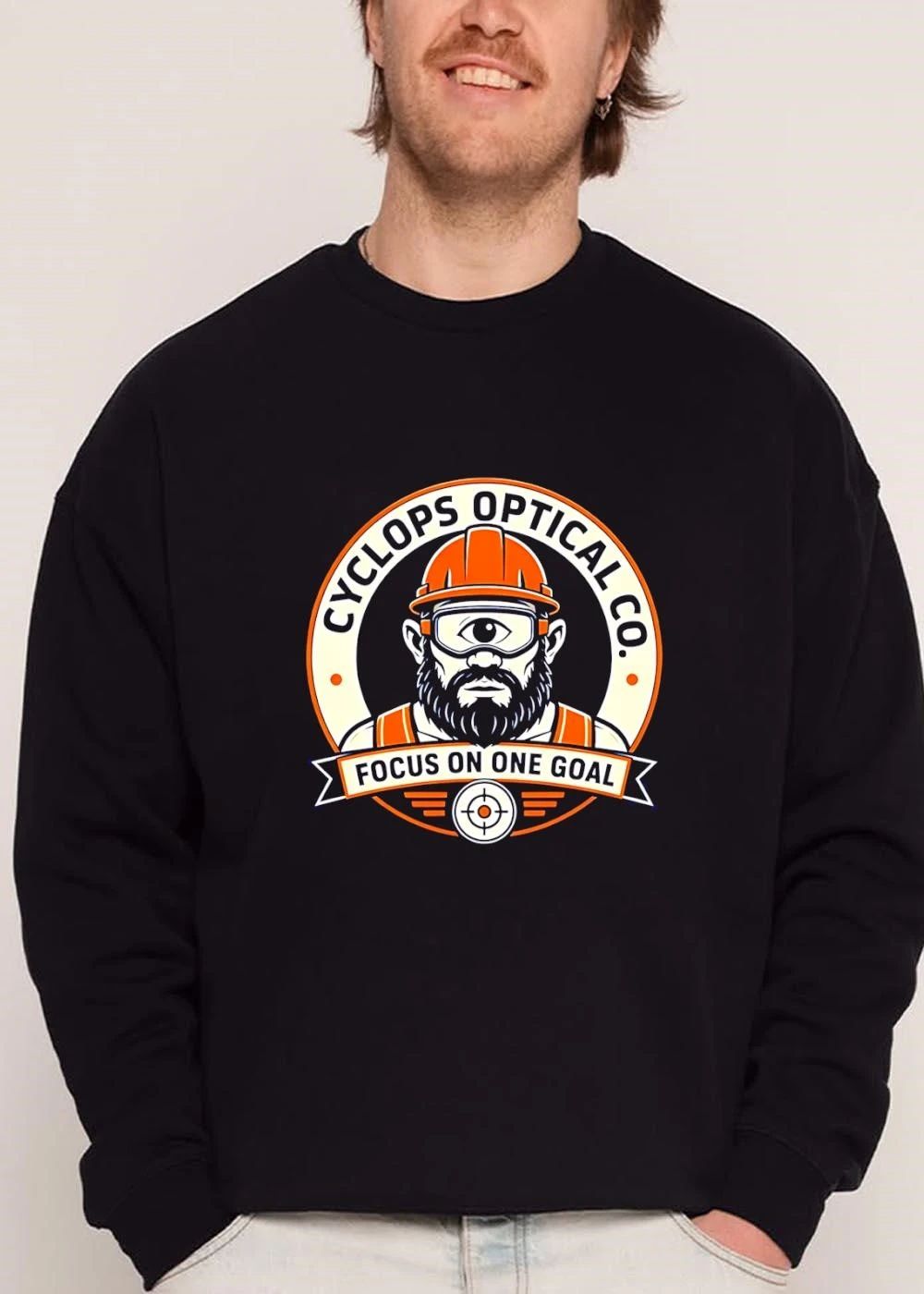 Cyclops Optical Co Focus On One Goal Bearded Worker Safety Goggles Hardhat Emblem shirt