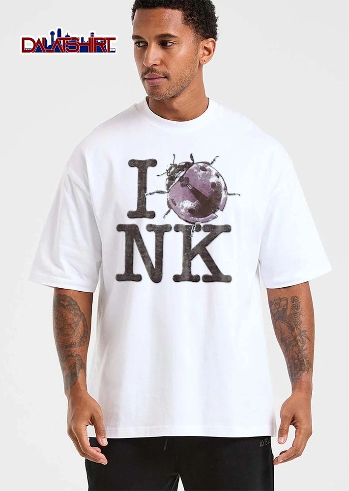 I Nk Distressed Pink Spotted Ladybug Crawling Wooden Letters shirt
