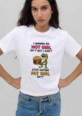 I Wanna Do Hot Girl Shit But Cant Stop Eating Fat Cartoon Frog Holding Cheeseburger shirt