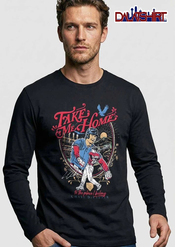 Take Me Home To The Place I Belong Chase Delauter Gv Art Design Baseball Player Swing Retro Landscape Frame shirt