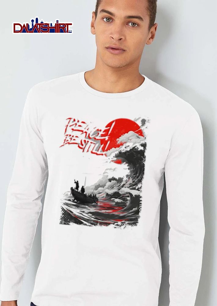 Peace Be Still Disciples Wooden Boat Giant Crashing Wave shirt