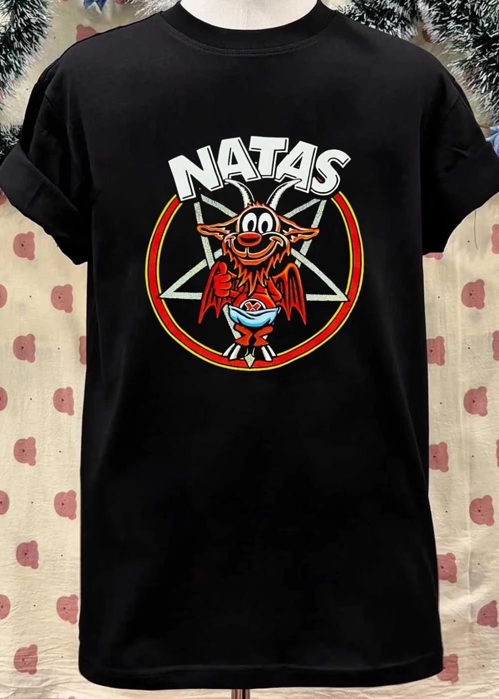 Natas Devil Giving Thumbs Up Inside Pentagram T-Shirt
