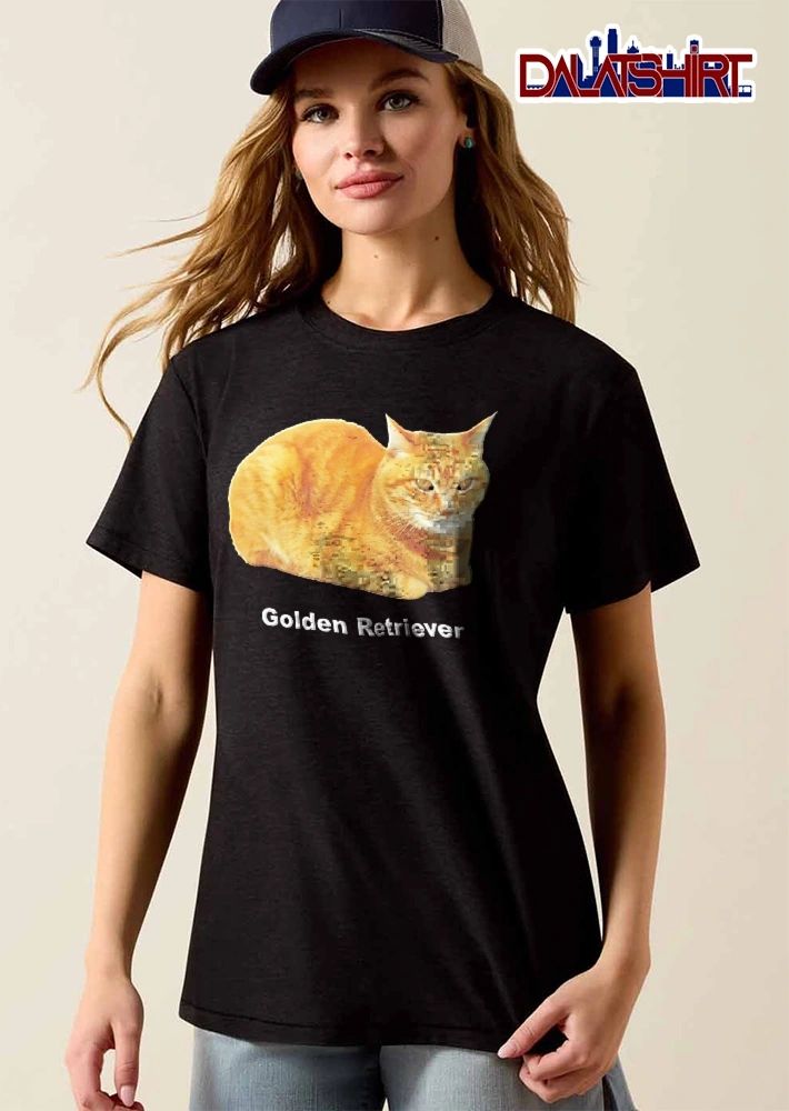 Golden Retriever Orange Tabby Cat Sitting Loaf Position shirt