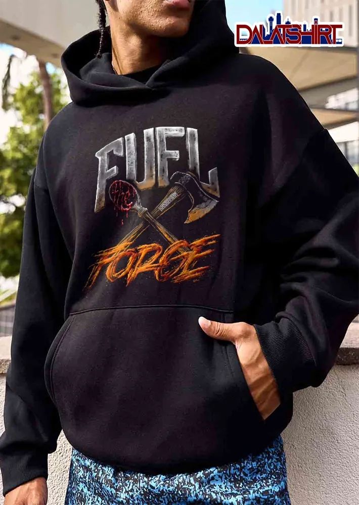 Fuel The Barbarian Forge Crossed Bloody Spoon Battle Axe Flames shirt