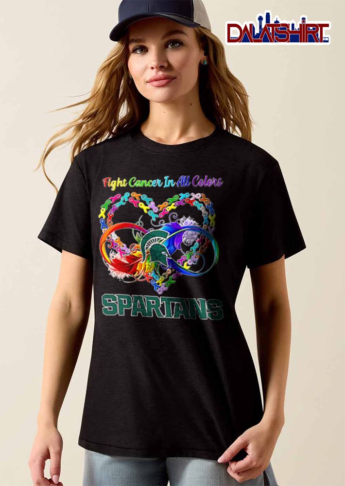 Michigan State Spartans NCAA Fight Cancer In All Colors Ribbon Heart Colorful Infinity Symbol shirt