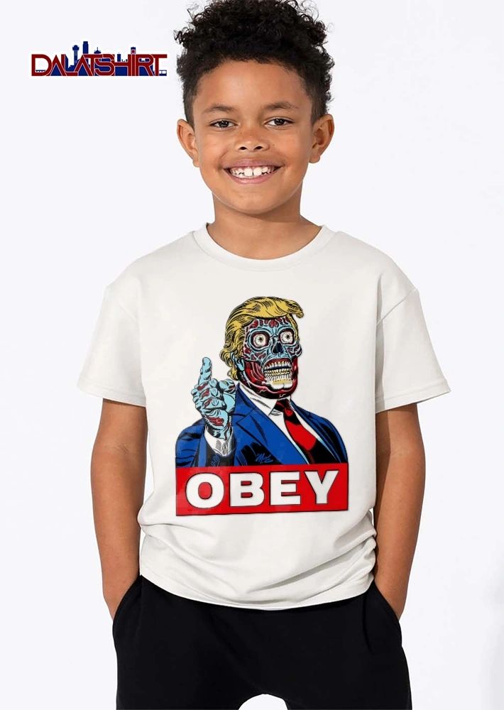 Obey Blue Zombie Alien Donald Trump Caricature Pointing Finger shirt