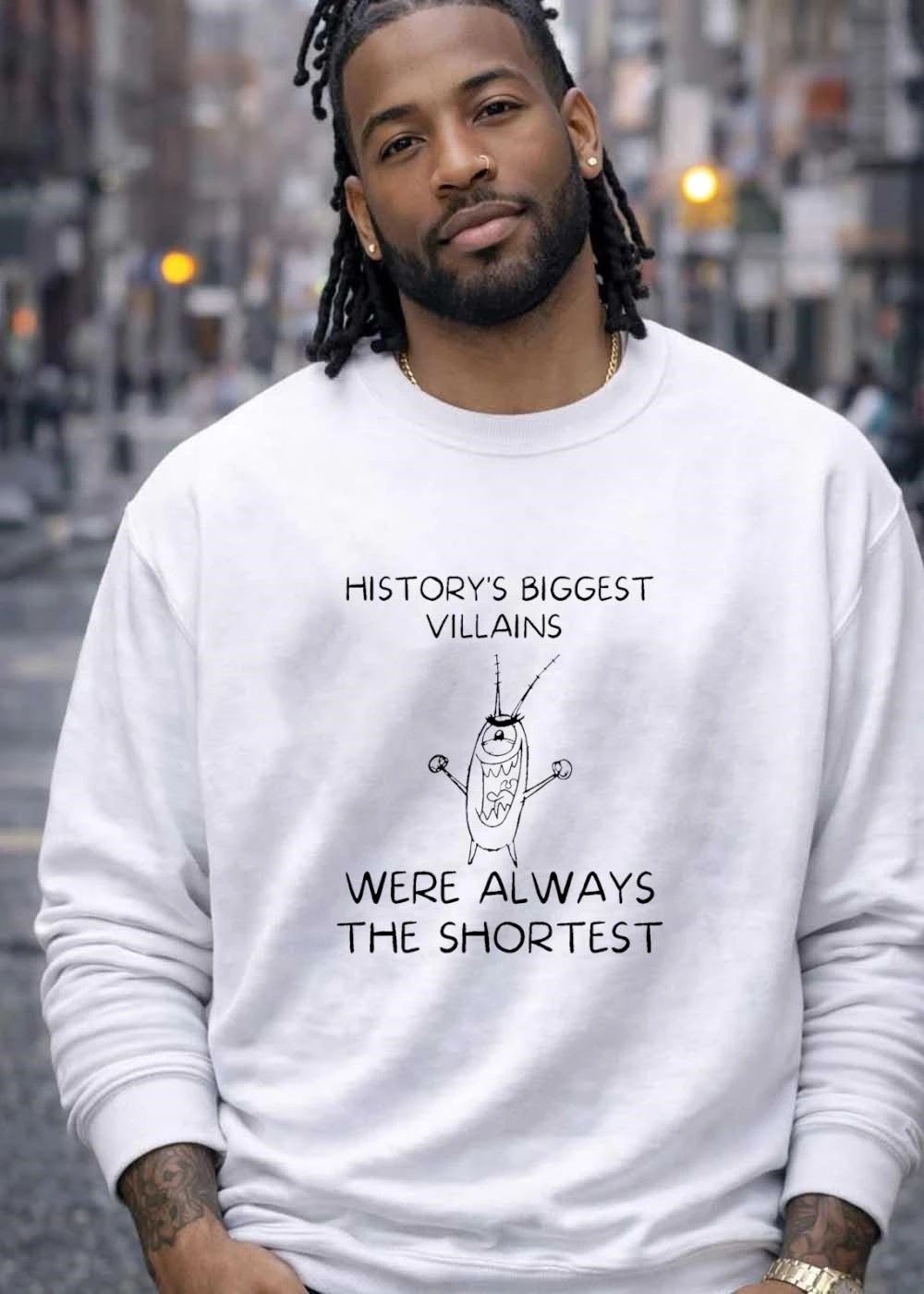 Historys Biggest Villains Were Always The Shortest Plankton Laughing Cartoon Line Art shirt