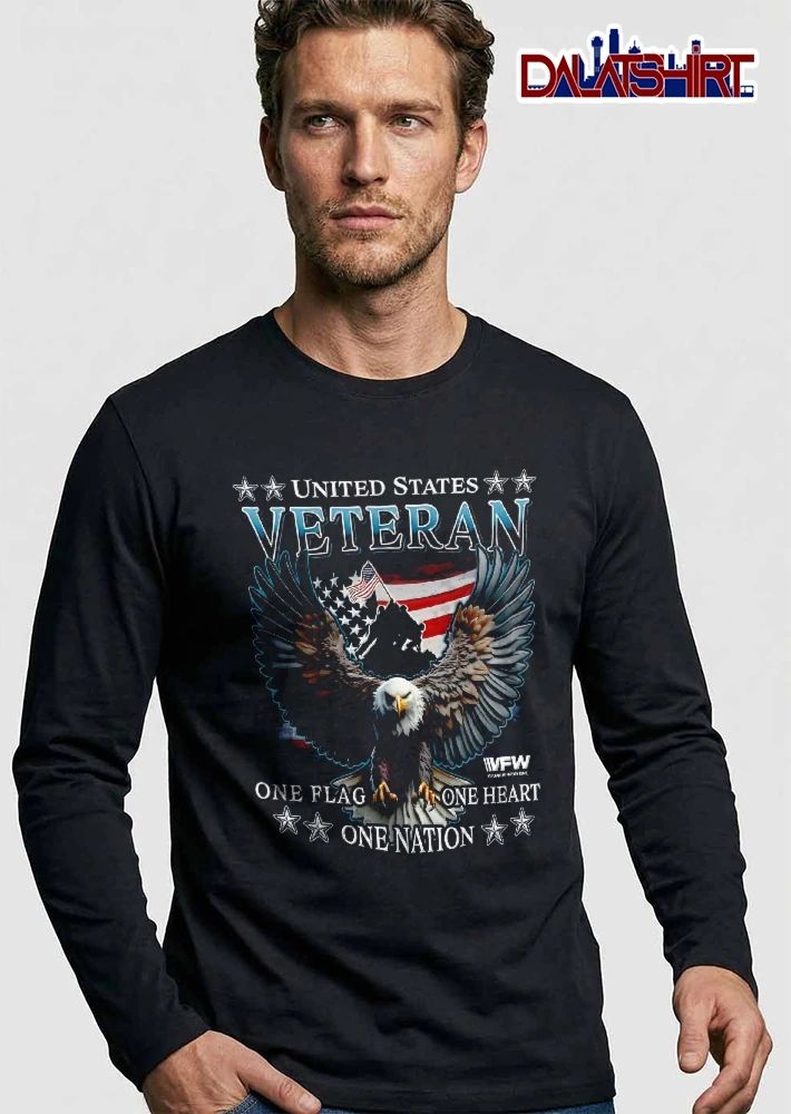 Vfw United States Veteran One Flag Heart Nation Bald Eagle Flying Iwo Jima Silhouette Stars shirt