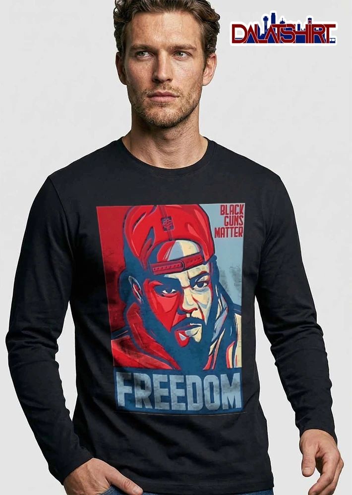 Black Guns Matter Freedom Maj Toure Hope Poster Style Red And Blue Stencil Portrait shirt