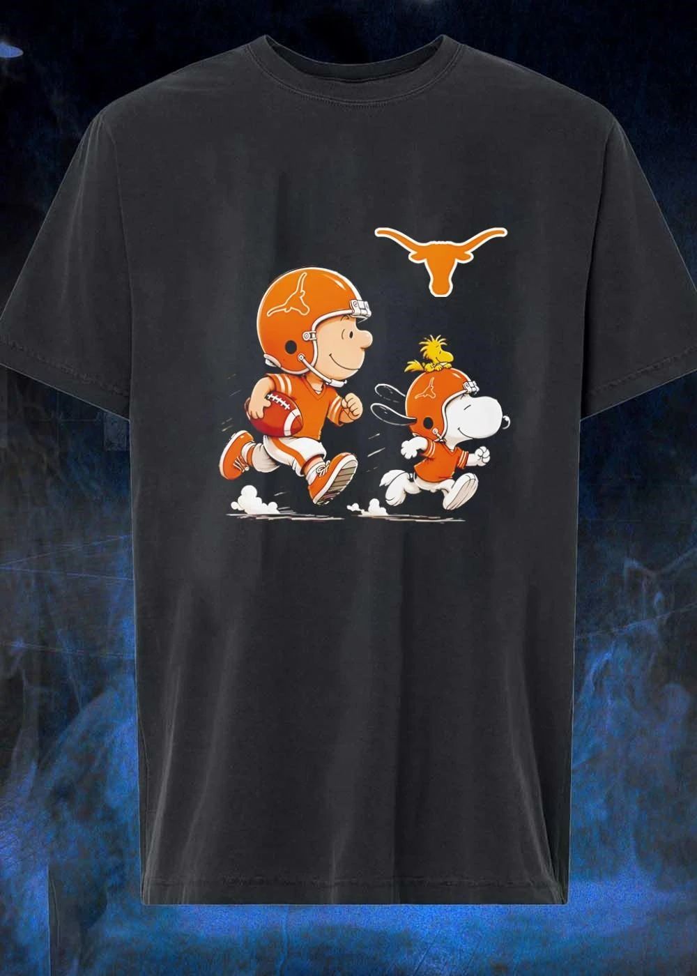 Peanuts Characters Running with Football Texas Longhorns Shirt