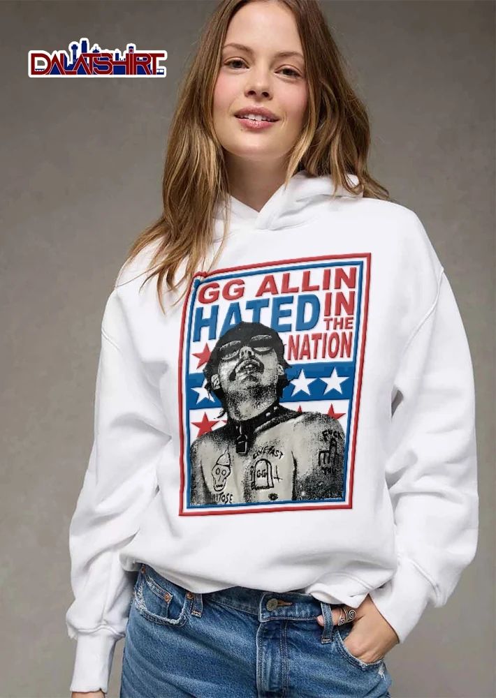 Hated In The Nation Gg Allin Tattooed Singer Halftone Photo Stars shirt