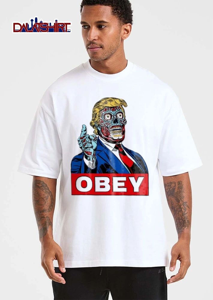 Obey Blue Zombie Alien Donald Trump Caricature Pointing Finger shirt