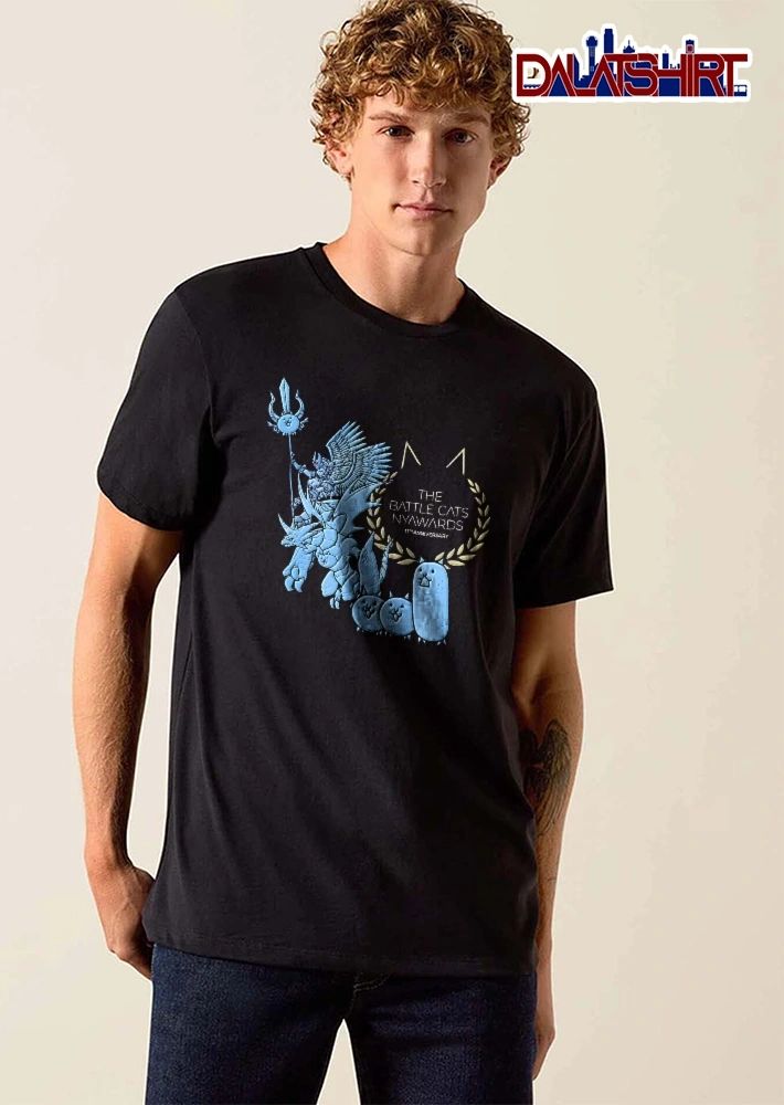 The Battle Cats Nyawards 11th Anniversary Characters Laurel Wreath Line Art shirt
