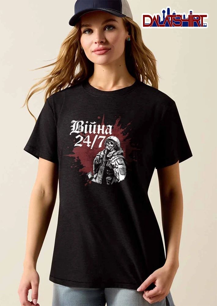 Viyna 24 7 Skeleton Soldier Rifle Helmet Blood Splatter shirt