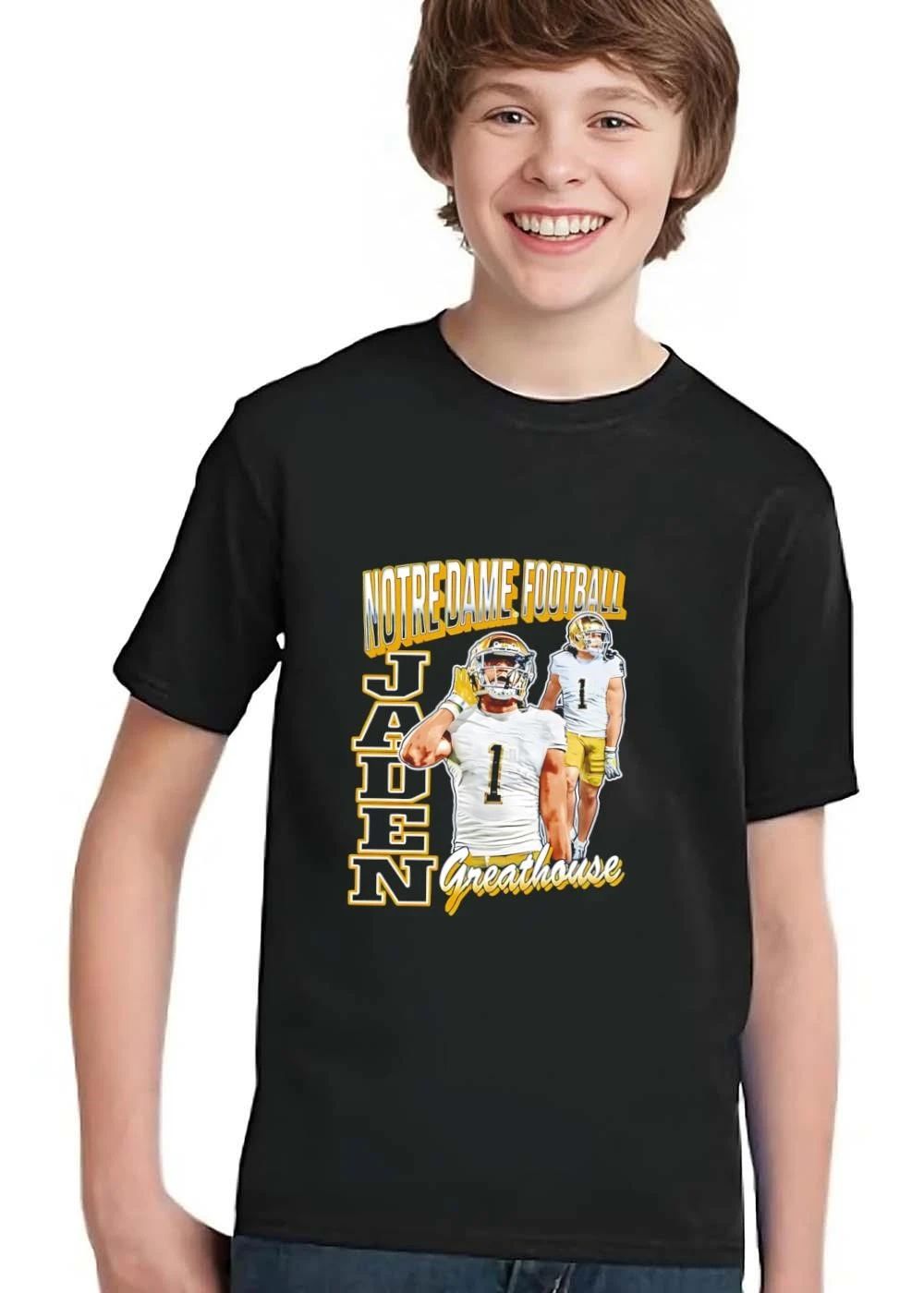 Notre Dame Fighting Irish NCAA Football Jaden Greathouse Player Action Cutouts Bootleg Style shirt