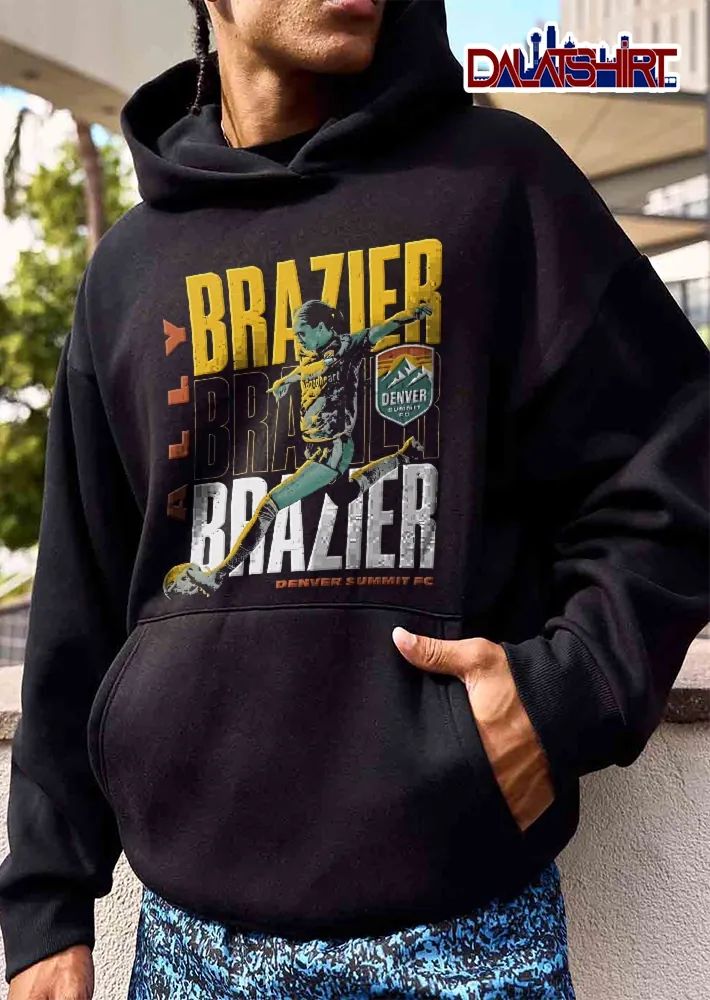 Denver Summit Fc Ally Brazier Female Soccer Player Kicking Ball Crest Distressed Typography shirt