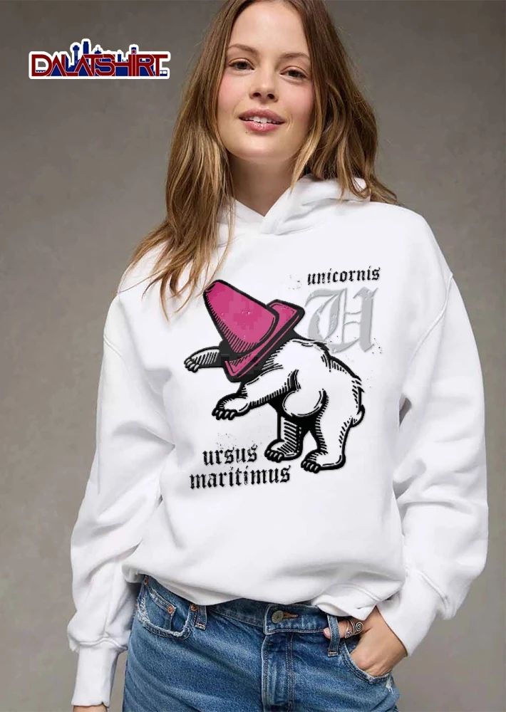 Unicornis Ursus Maritimus Polar Bear Wearing Pink Traffic Cone Line Art shirt