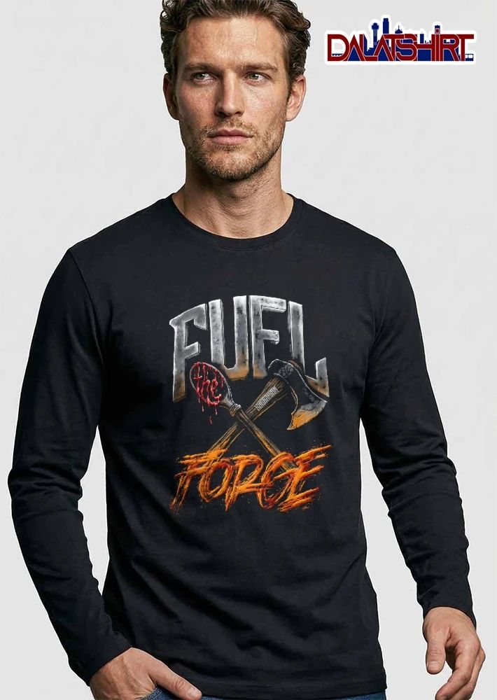 Fuel The Barbarian Forge Crossed Bloody Spoon Battle Axe Flames shirt