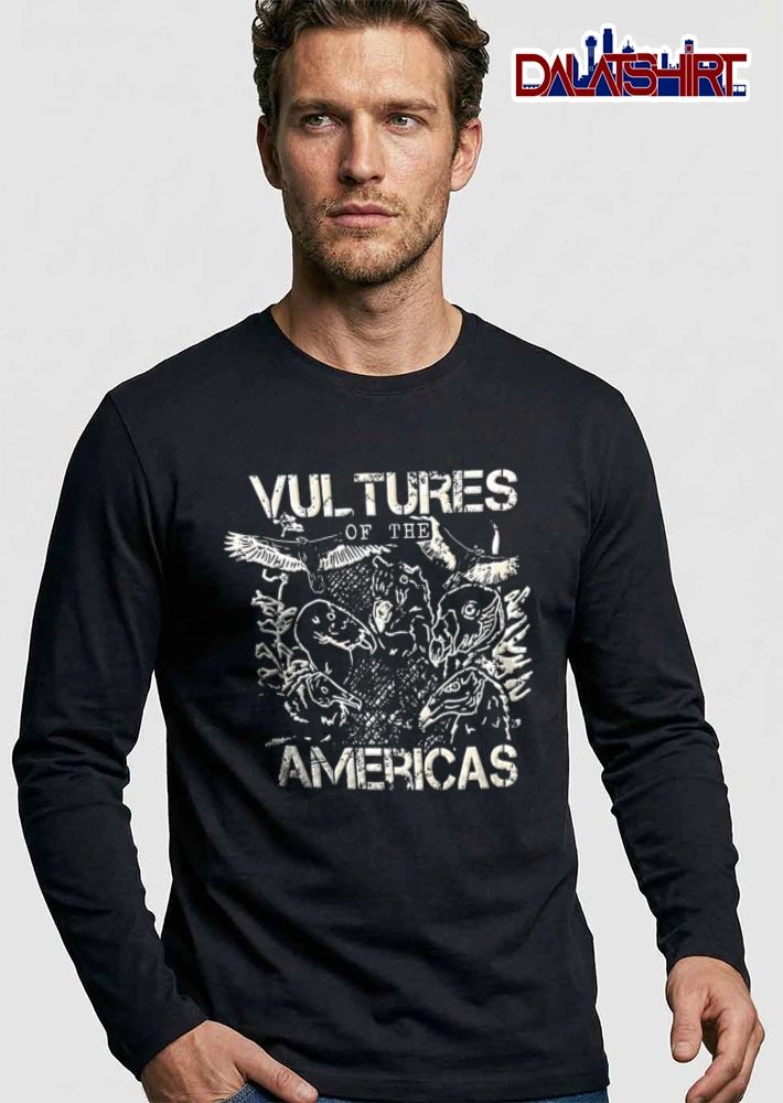 Vultures Of The Americas Distressed Birds Heads Flying Line Art Sketch shirt