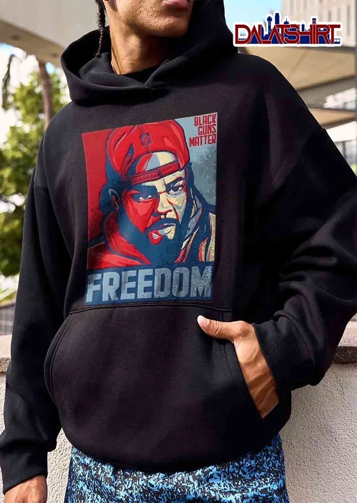 Black Guns Matter Freedom Maj Toure Hope Poster Style Red And Blue Stencil Portrait shirt