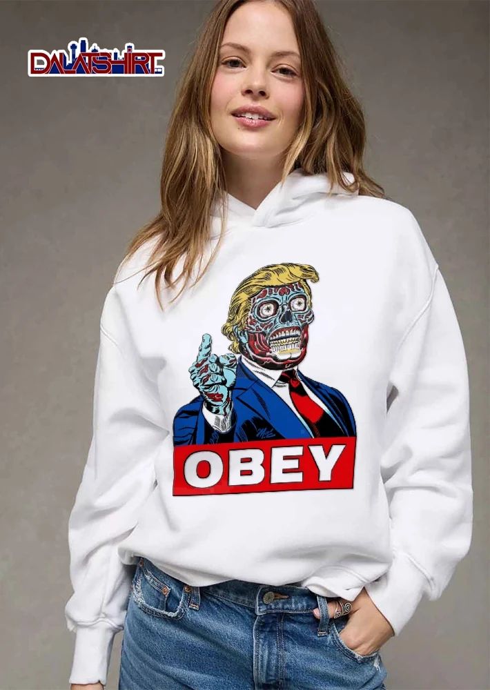 Obey Blue Zombie Alien Donald Trump Caricature Pointing Finger shirt