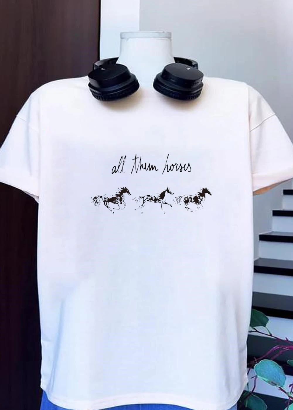 All Them Horses Running Design T-Shirt