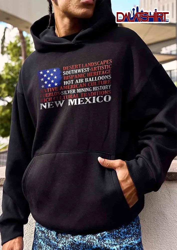 Desert Landscapes Hispanic Heritage Hot Air Balloons Native American Culture New Mexico Distressed US Flag shirt