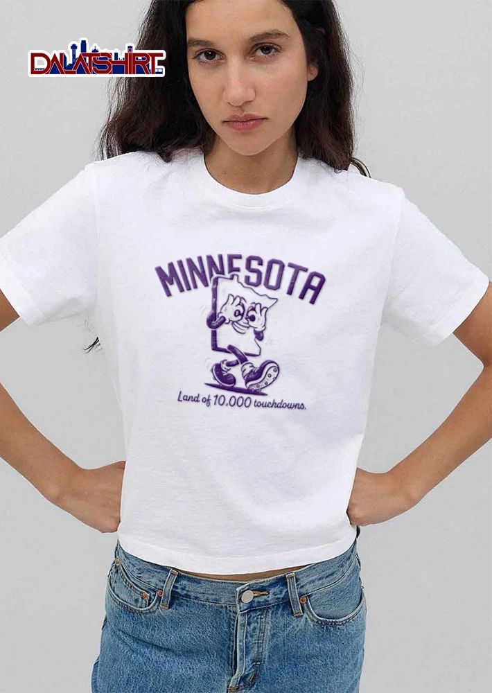 Minnesota Land Of 10000 Touchdowns Retro Cartoon State Map Griddy Dance Football Cleats shirt