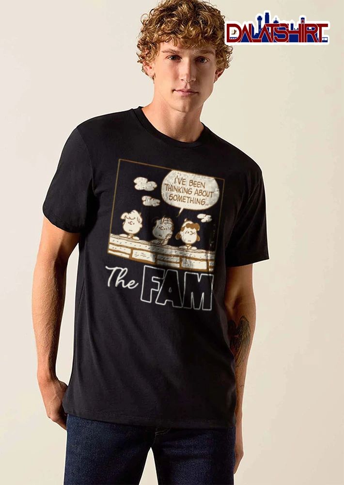 Peanuts Ive Been Thinking About Something The Fam Schulz Linus Lucy Schroeder Brick Wall Cartoon shirt