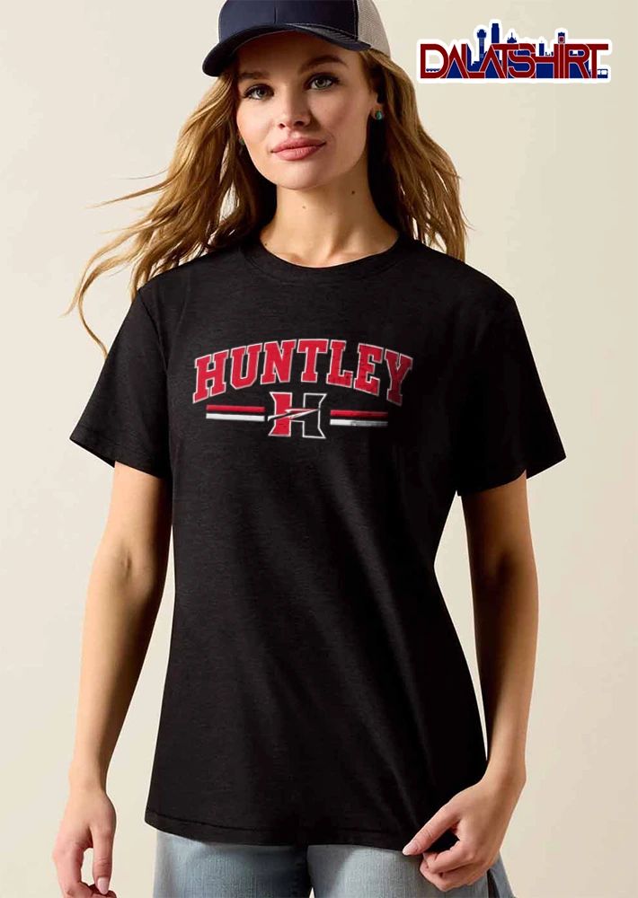 Huntley High School Red Raiders Arched Varsity Text Split Letter H Spear Stripes shirt