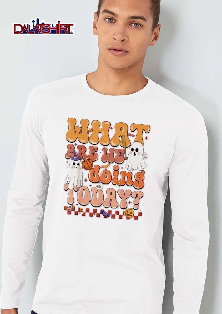 What Are We Doing Today Cartoon Halloween Ghosts Basketball Baseball Retro shirt