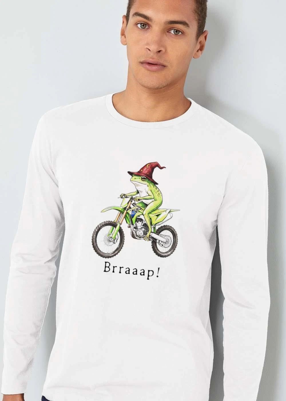 Brraaap Kx 450 Wizard Frog Riding Green Motocross Bike Cartoon shirt