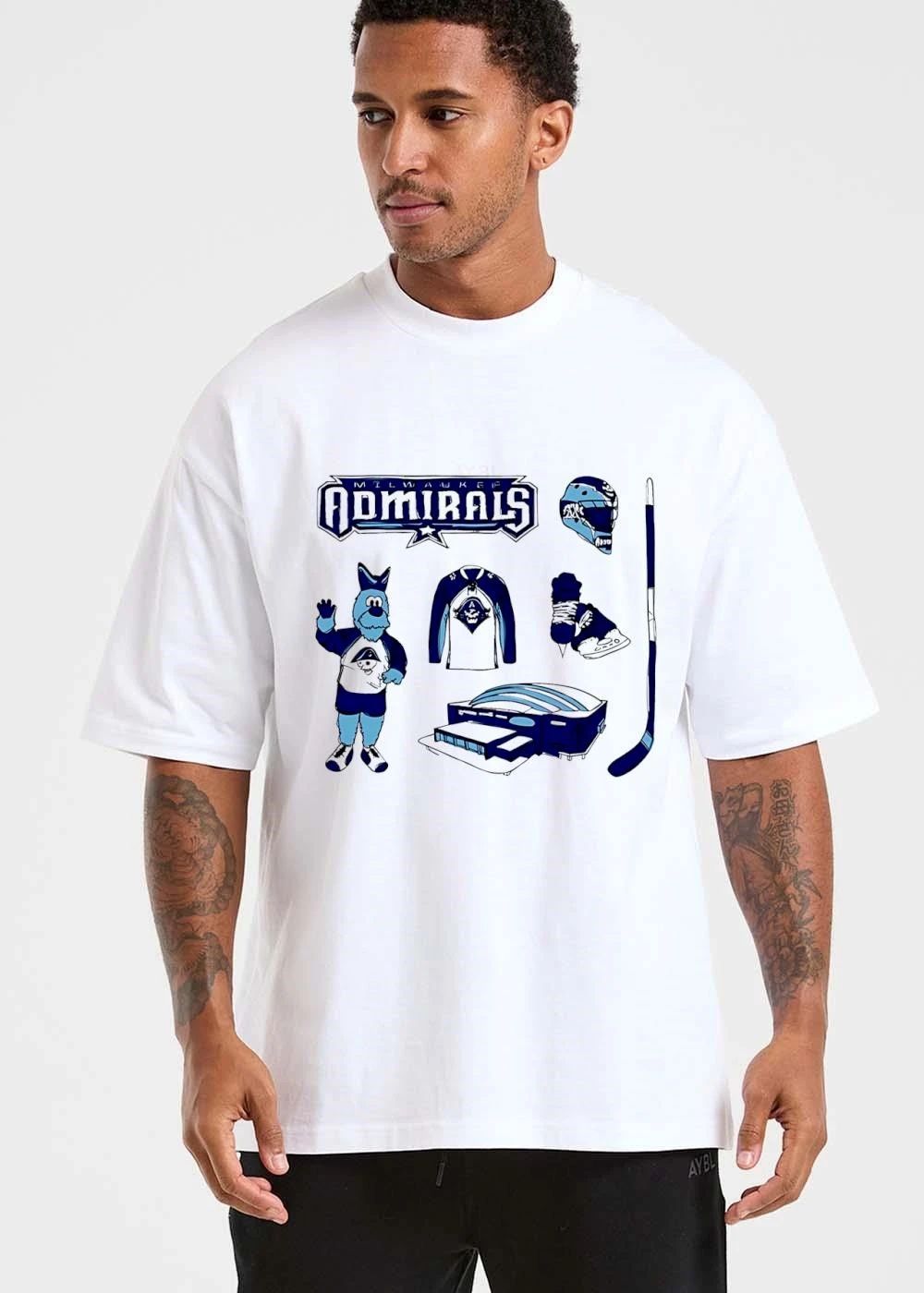 Milwaukee Admirals Mascot Goalie Mask Jersey Skates Arena Stick shirt