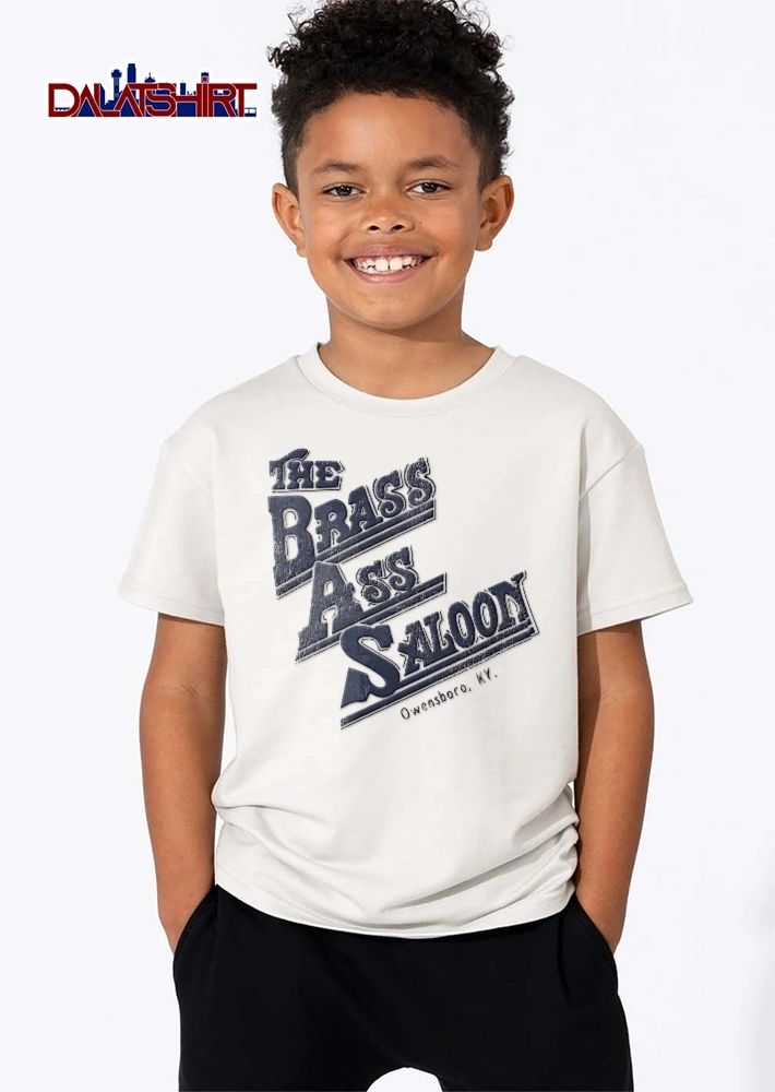 The Brass Ass Saloon Owensboro Ky Distressed Slanted Typography Logo shirt