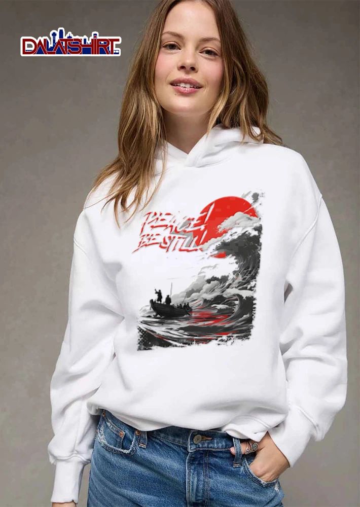 Peace Be Still Disciples Wooden Boat Giant Crashing Wave shirt