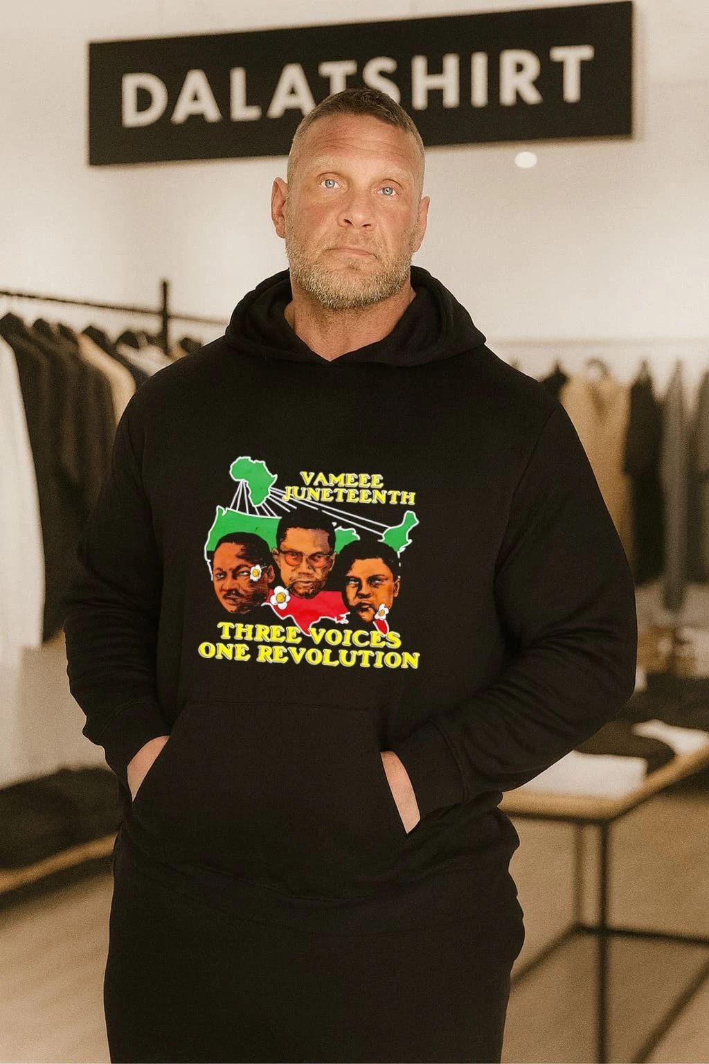 Martin Luther King Jr Malcolm X Fred Hampton Juneteenth Vameee Juneteenth three voices one shirt