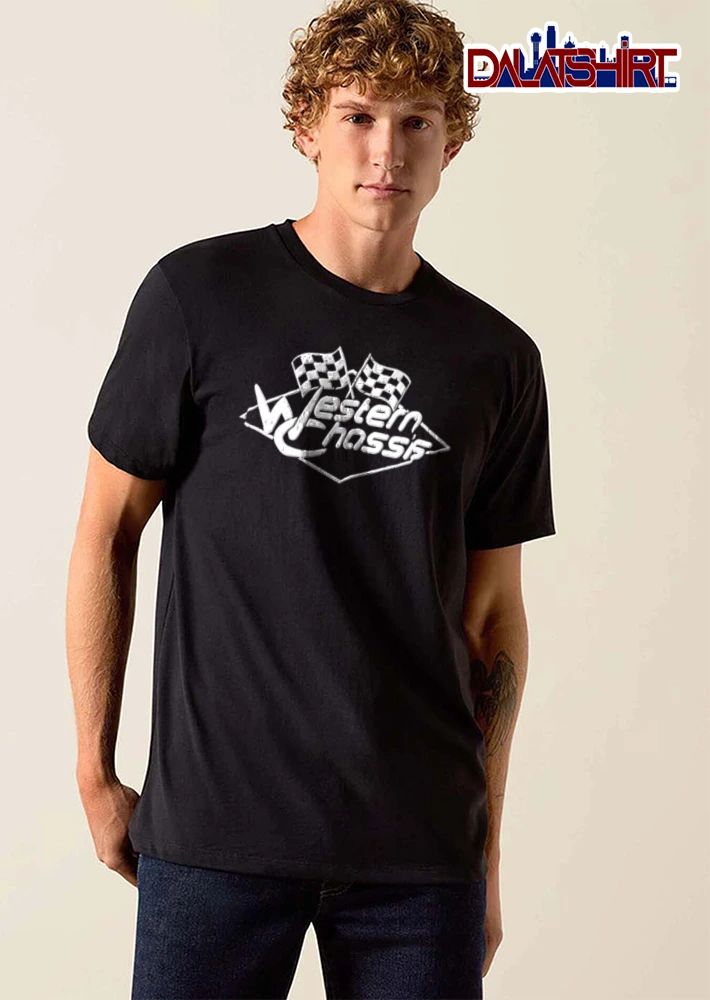 Western Chassis Crossed Checkered Flags Diamond Frame Distressed shirt