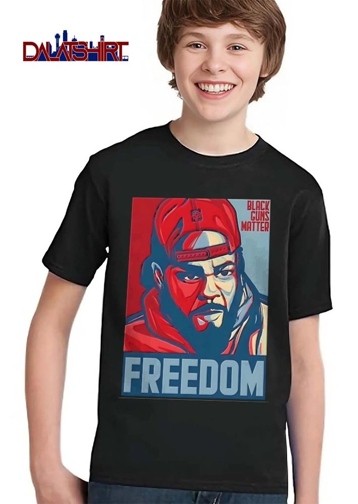 Black Guns Matter Freedom Maj Toure Hope Poster Style Red And Blue Stencil Portrait shirt