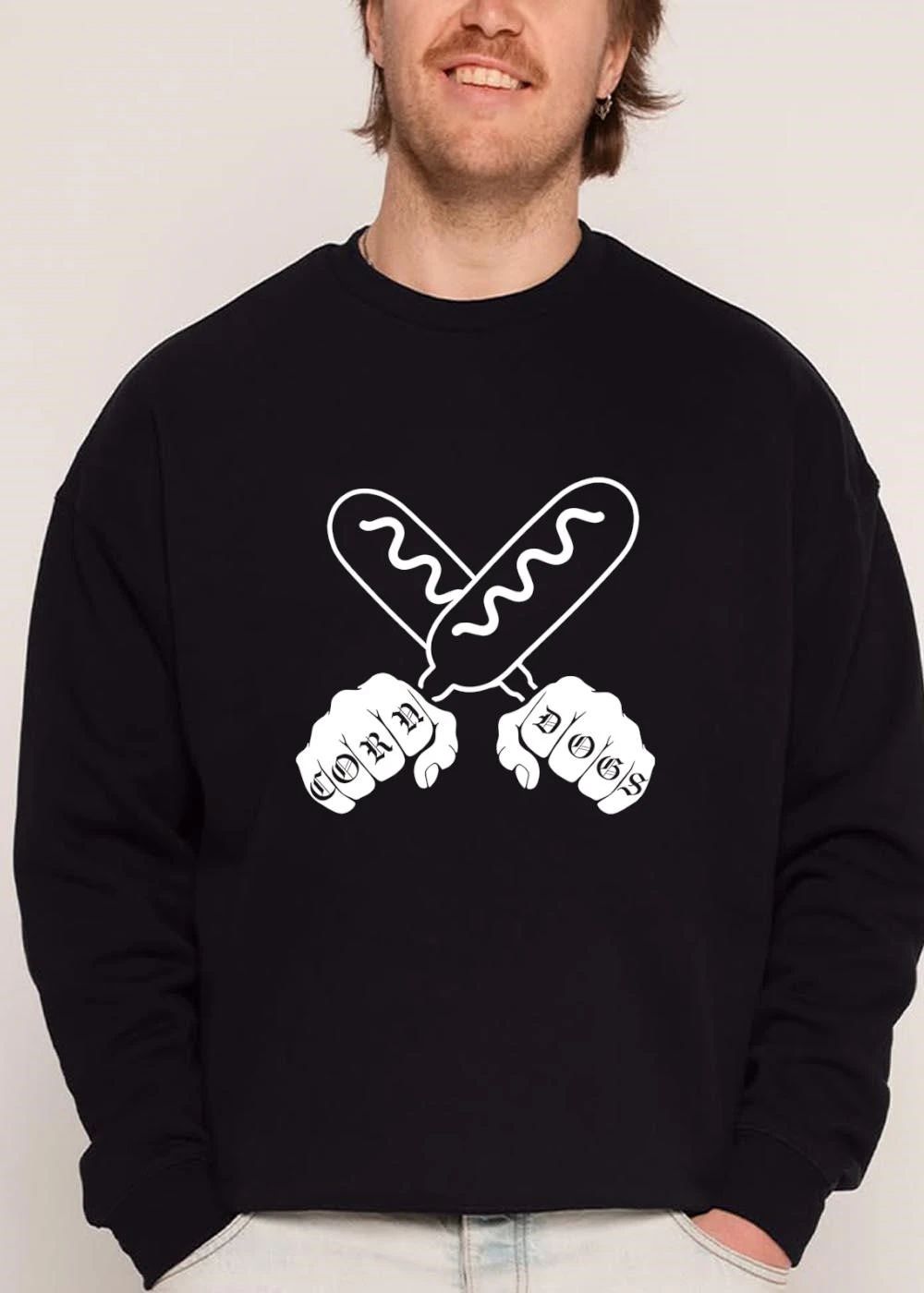Corn Dogs Crossed Mustard Snacks Tattooed Knuckles Line Art shirt