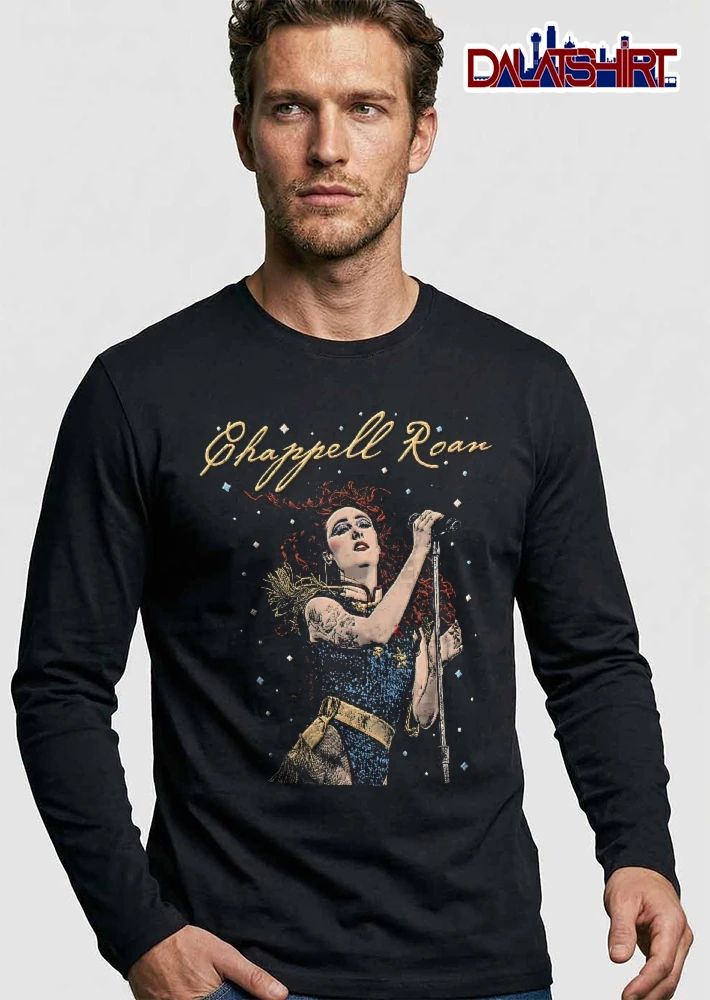 Chappell Roan Red Hair Singer Microphone Sparkles Halftone Distressed shirt