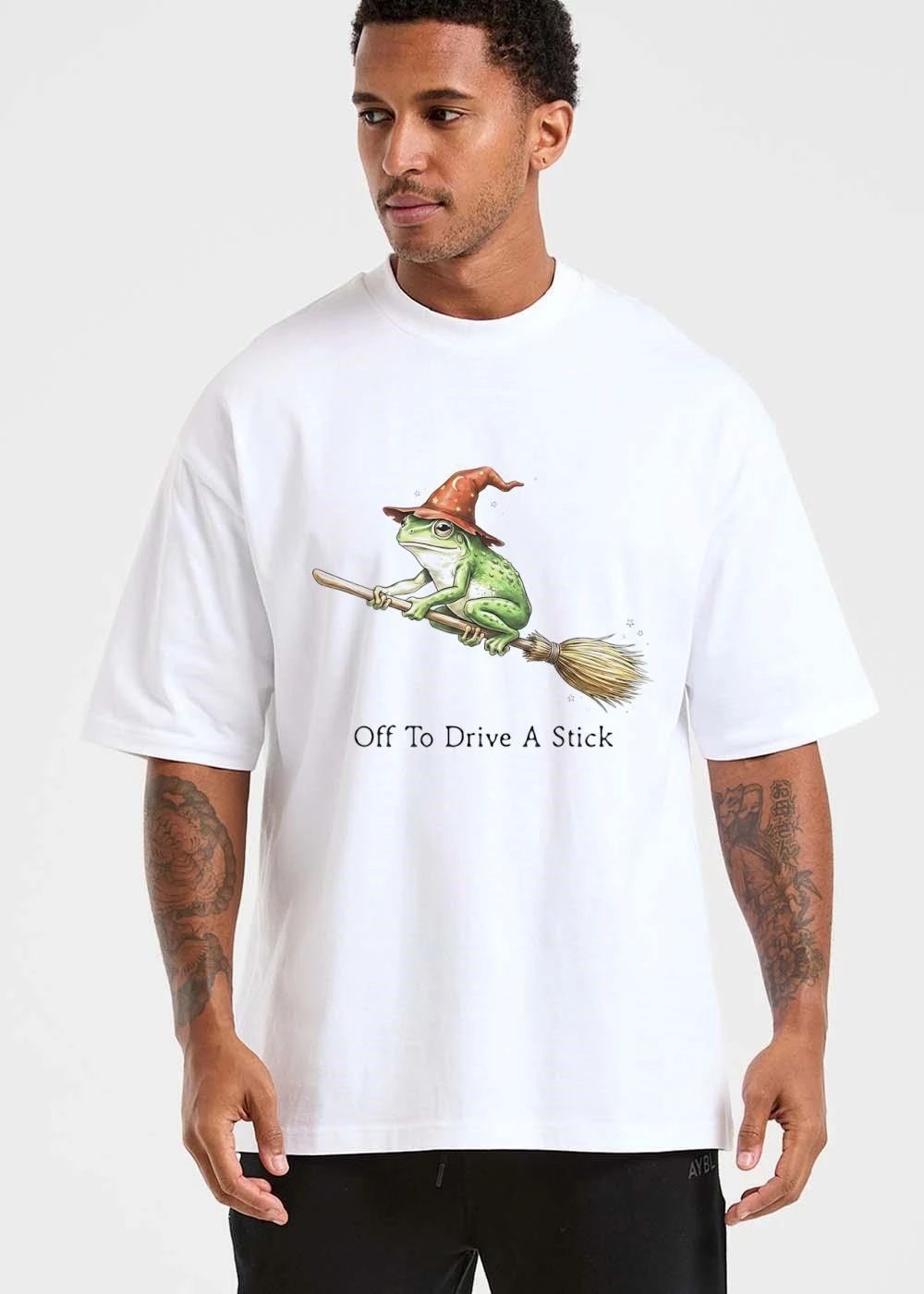 Off To Drive A Stick Green Frog Wizard Riding Flying Broomstick shirt