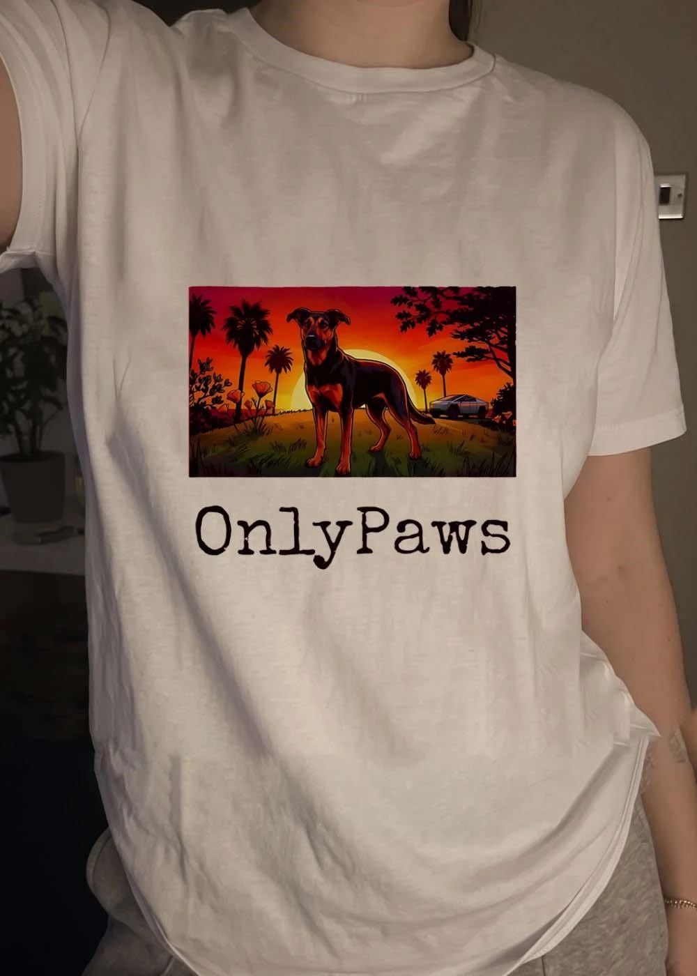 Dog in Sunset OnlyPaws Shirt